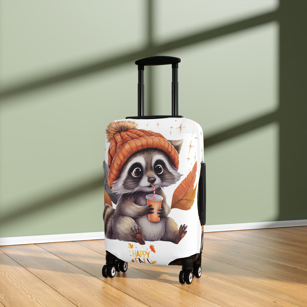 Happy Fall Raccoon Luggage Cover