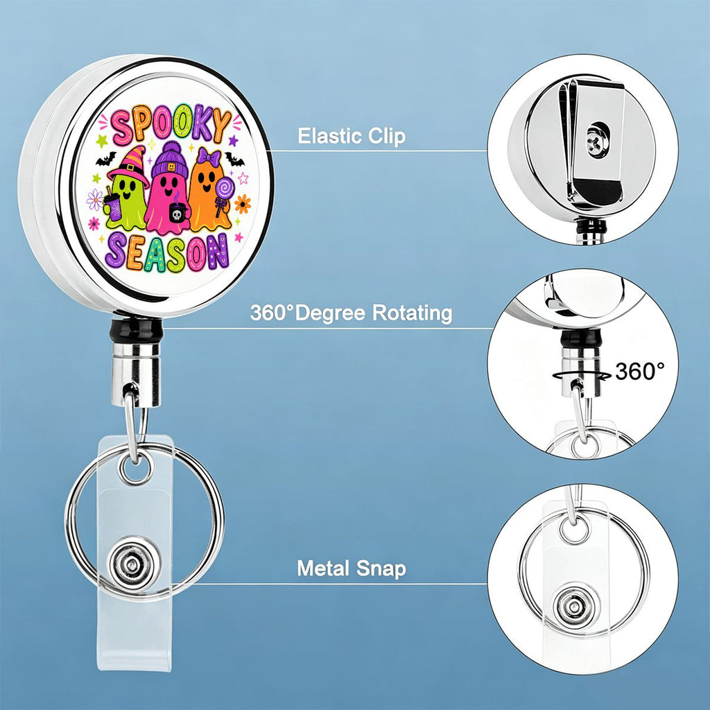 Spooky Season Ghost Badge Reel – Cute Halloween Badge Holder