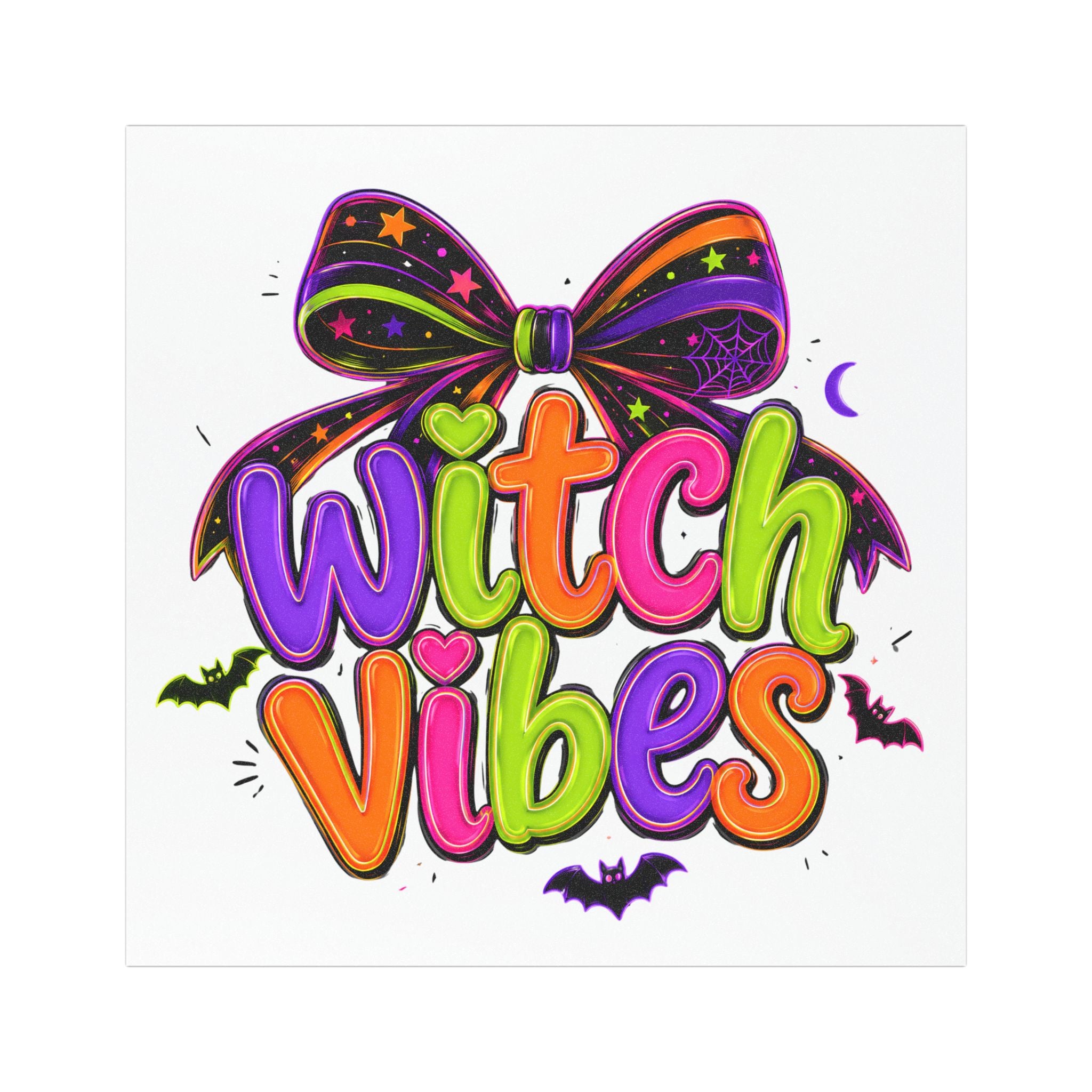 Witch Vibes Car Magnet — Colorful Halloween Bow & Bats