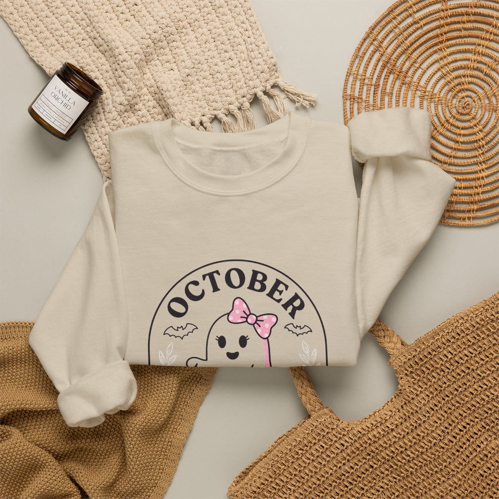 Pink Boo Crew Breast Cancer Awareness Sweatshirt | October Ribbon Support