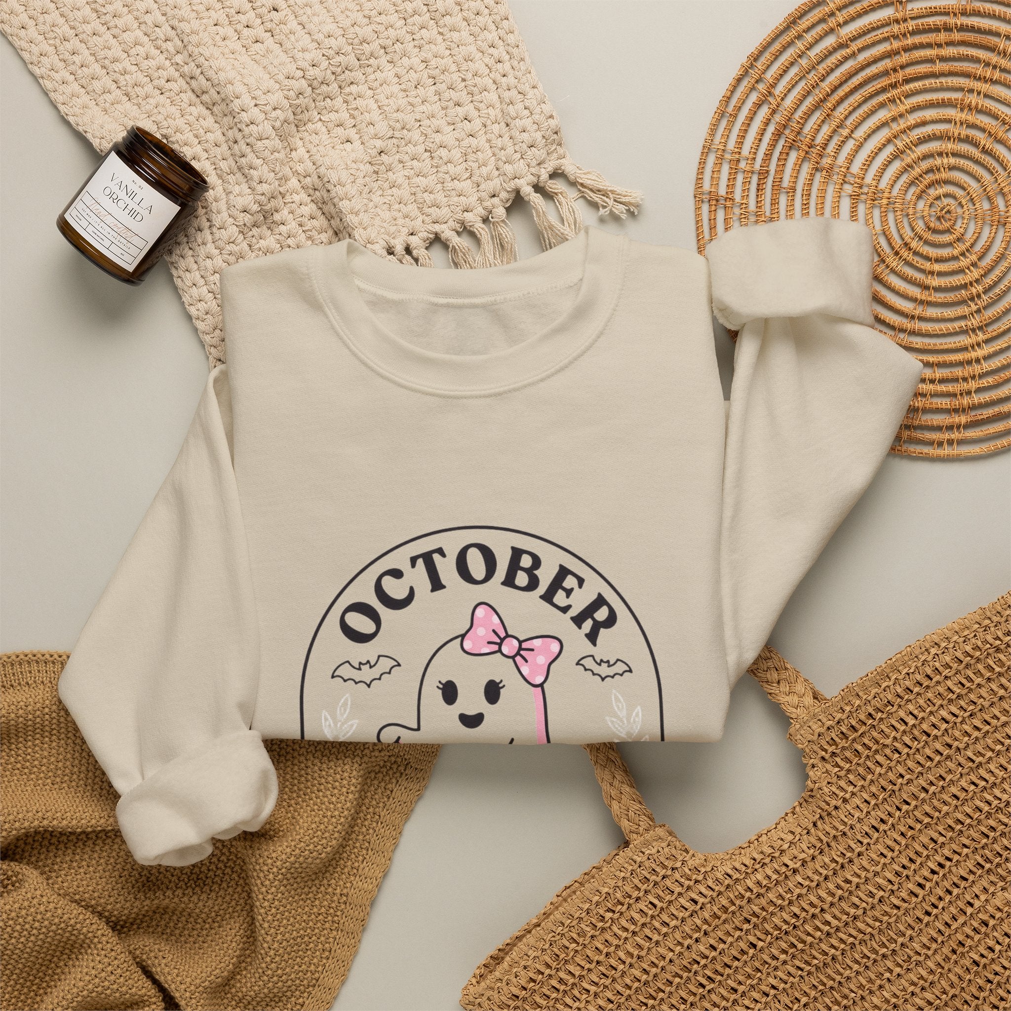 Pink Boo Crew Breast Cancer Awareness Sweatshirt | October Ribbon Support