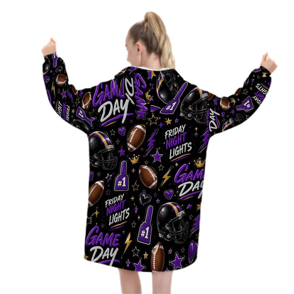 Football Blanket Hoodie | Cozy Oversized Game Day Wearable Blanket