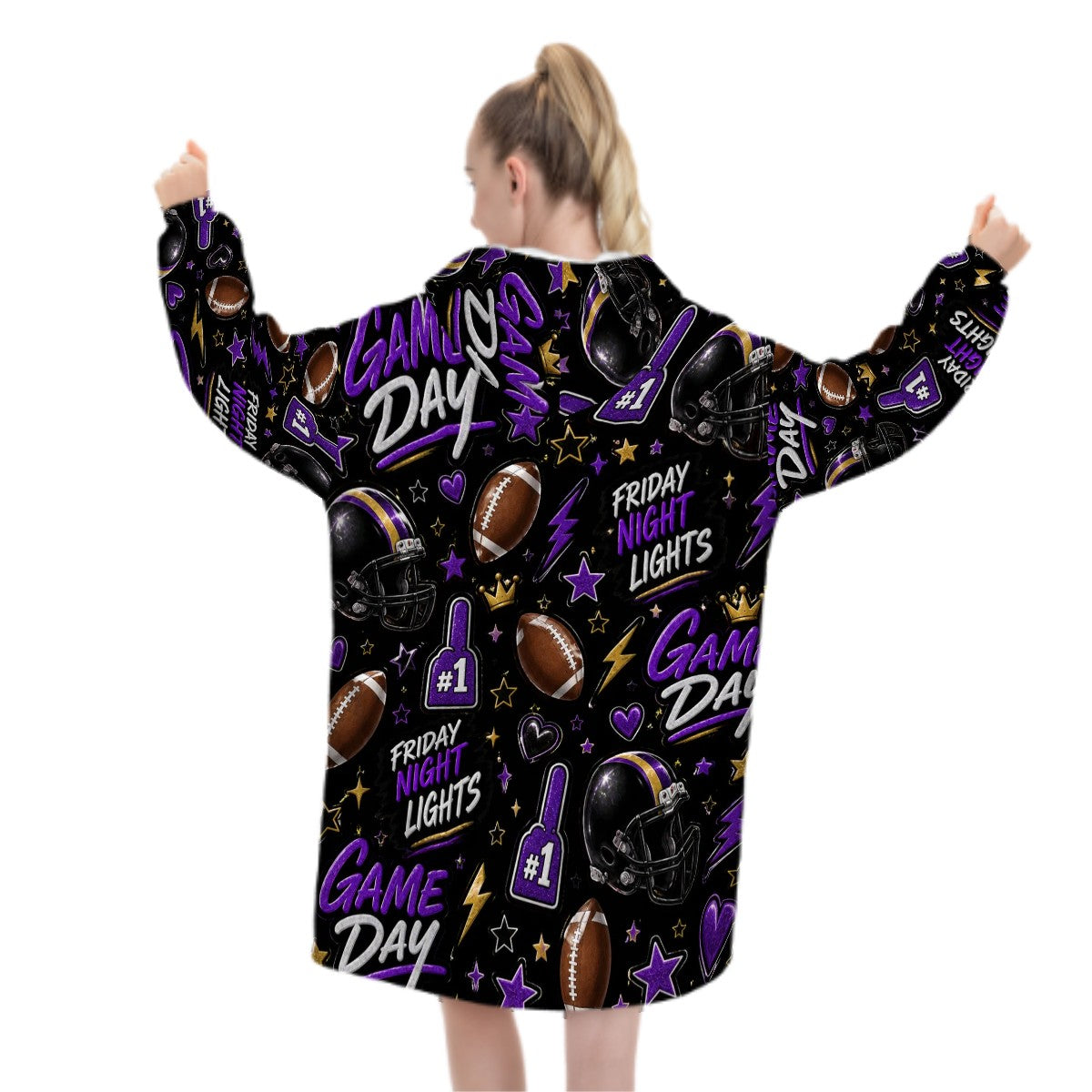 Football Blanket Hoodie | Cozy Oversized Game Day Wearable Blanket