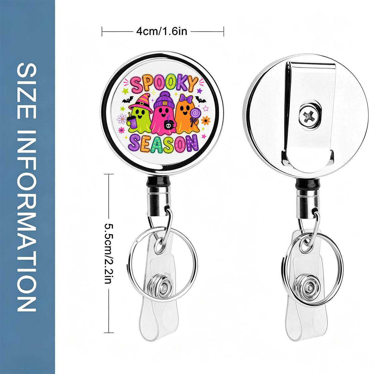 Spooky Season Ghost Badge Reel – Cute Halloween Badge Holder