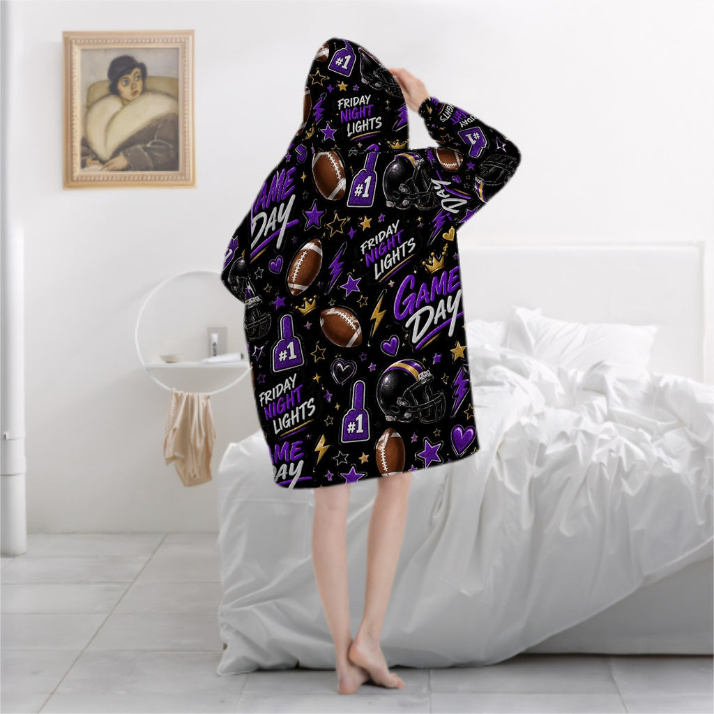 Football Blanket Hoodie | Cozy Oversized Game Day Wearable Blanket