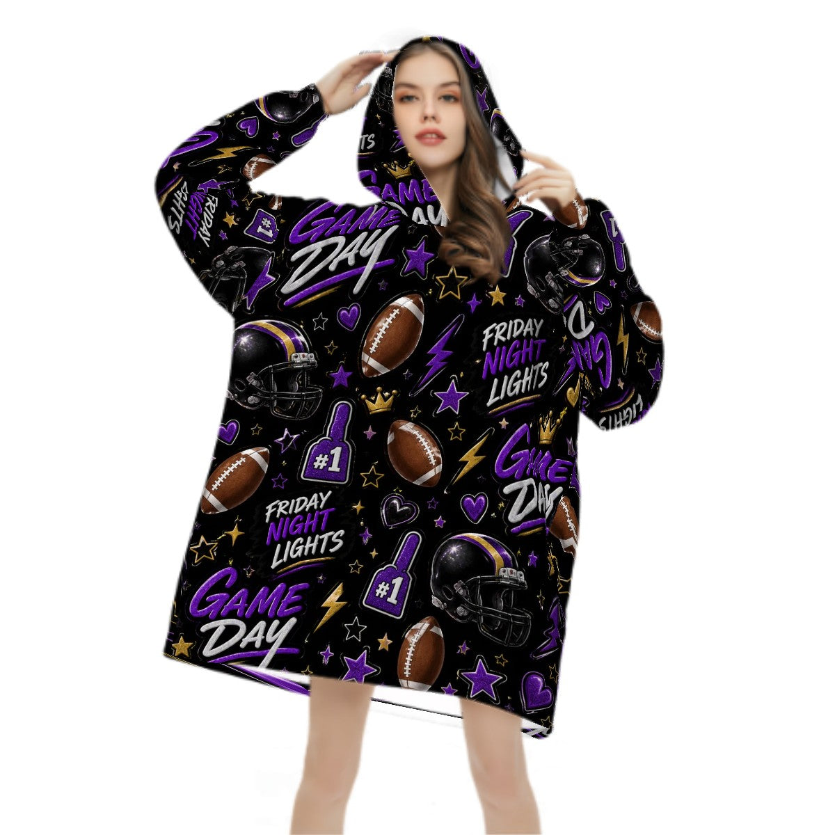 Football Blanket Hoodie | Cozy Oversized Game Day Wearable Blanket