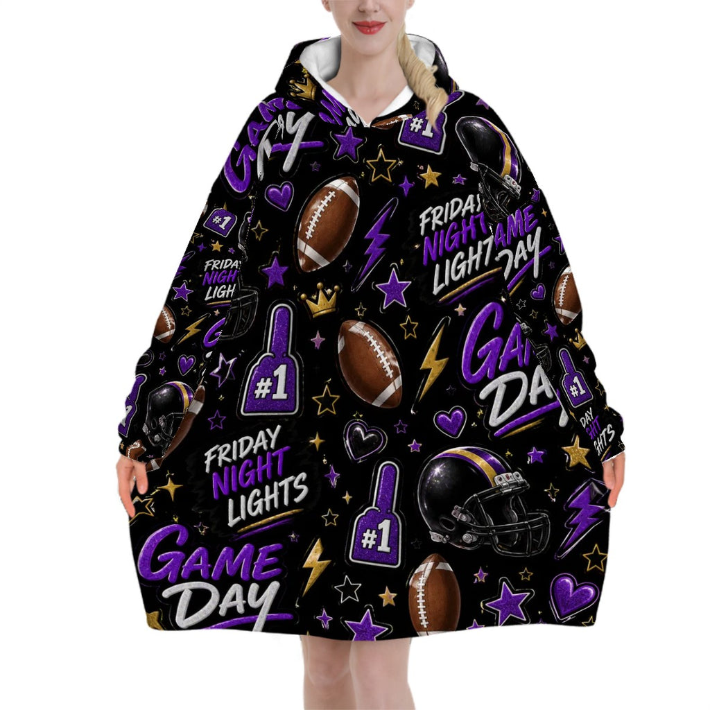 Football Blanket Hoodie | Cozy Oversized Game Day Wearable Blanket