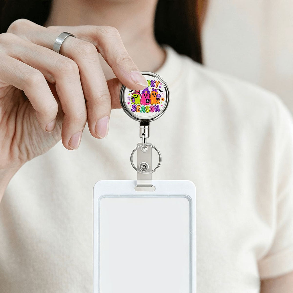 Spooky Season Ghost Badge Reel – Cute Halloween Badge Holder