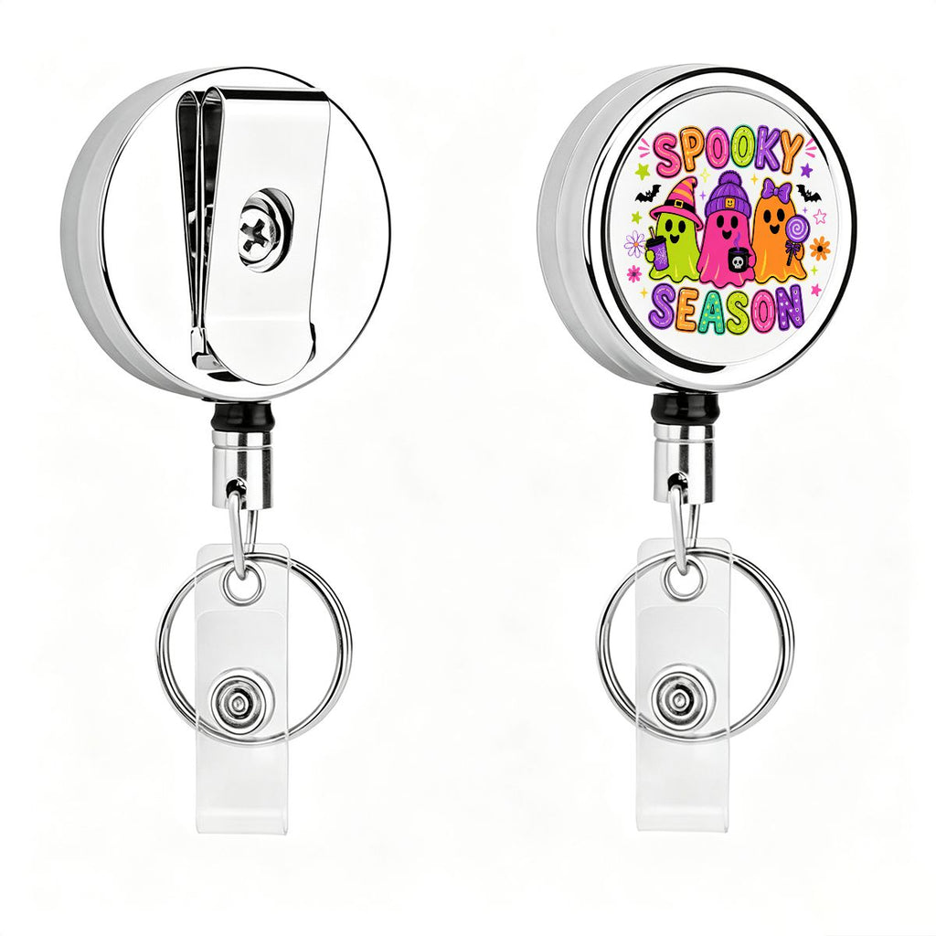 Spooky Season Ghost Badge Reel – Cute Halloween Badge Holder