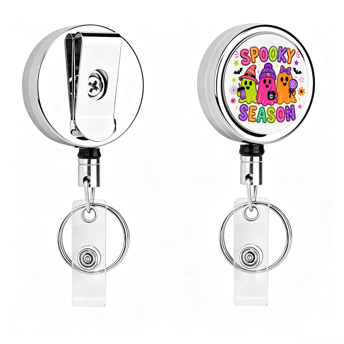 Spooky Season Ghost Badge Reel – Cute Halloween Badge Holder