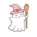 Pink Witch Ghost Shaped Plush Pillow | Cute Halloween Decor