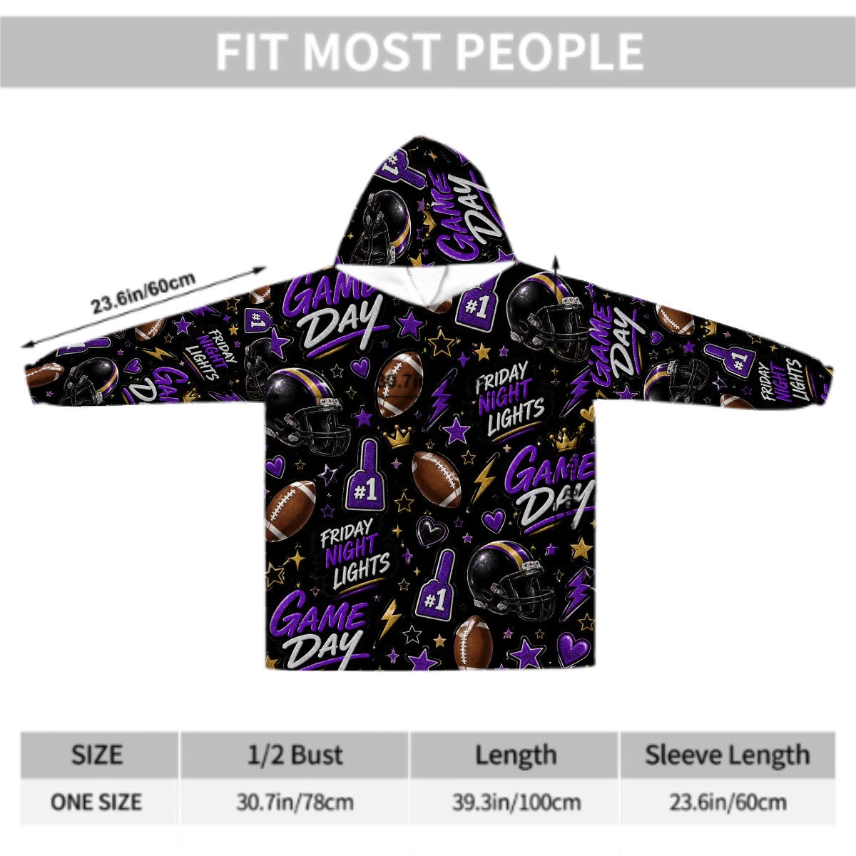 Football Blanket Hoodie | Cozy Oversized Game Day Wearable Blanket